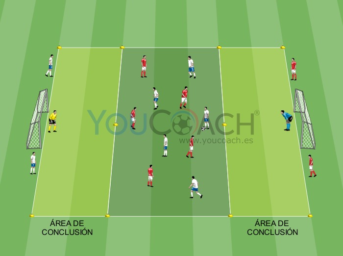 Partido 5vs5 + 4 comodines con área de finalización